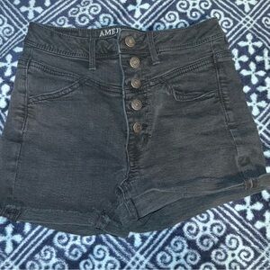 American Eagle Black Denim High-Waisted Shorts